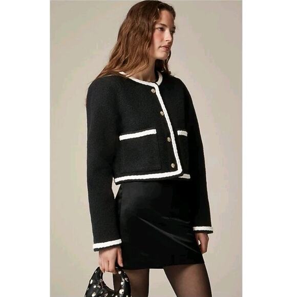 J.CREW Jackets & Blazers - NWT J.Crew $138 Cropped bouclé yarn lady jacket Black Sz XL Large